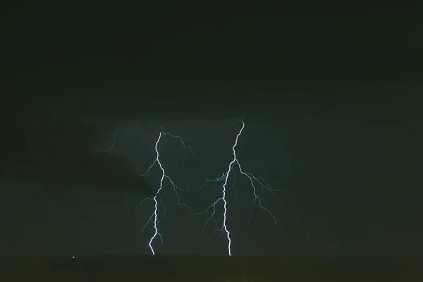 Bouři Nedaleko Města Terst Itálie Blesk Bije Vody — Stock fotografie