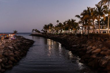 Puerto Mogan, Gran Canaria, İspanya 'da gün batımı