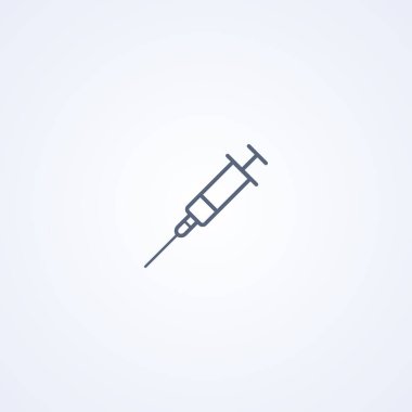 Şırınga, beyaz arkaplanda en iyi vektör gri çizgi simgesi, EPS 10