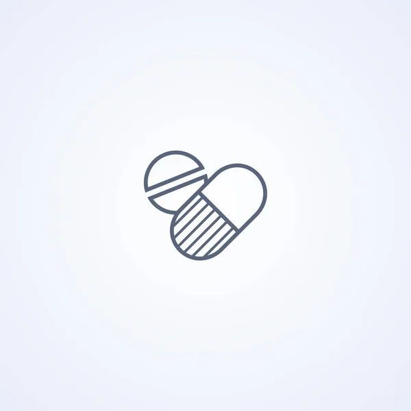 Pills Capsules Vector Best Gray Line Icon White Background Eps — 스톡 벡터