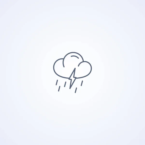 Rainy Thunderstorm Vector Best Gray Line Icon White Background Eps — стоковый вектор