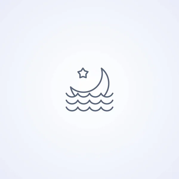 Морской Закат Луны Вектор Лучший Значок Серой Линии Белом Фоне — стоковый вектор