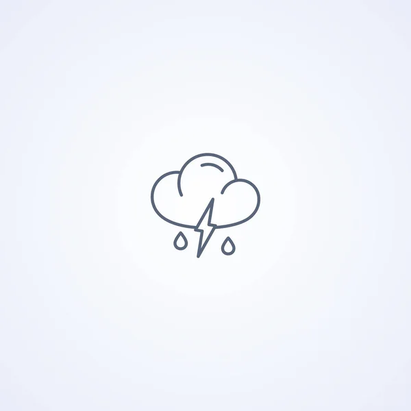 Gewitter Und Regen Vektor Beste Graue Linie Symbol Auf Weißem — Stockvektor