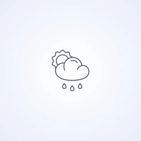 Σύννεφα Και Βροχή Διάνυσμα Καλύτερο Γκρι Γραμμή Εικονίδιο Λευκό Φόντο — Διανυσματικό Αρχείο
