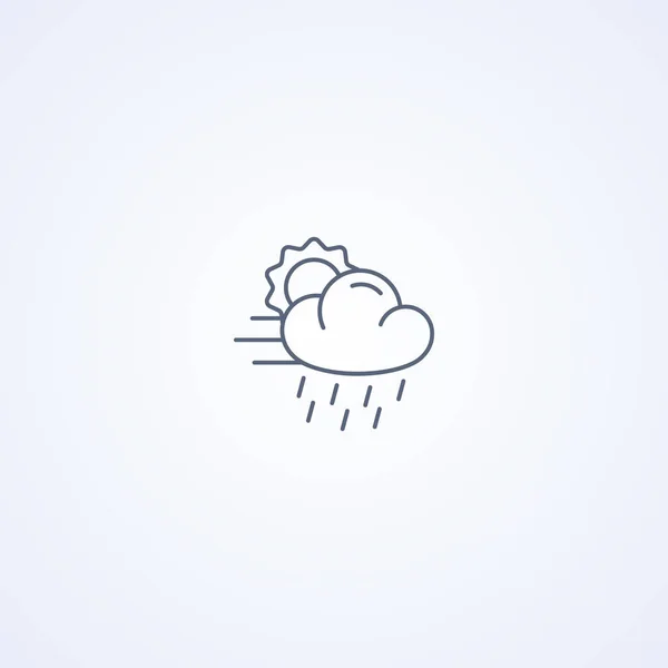 Bewölkt Regen Und Wind Vektor Beste Graue Linie Symbol Auf — Stockvektor