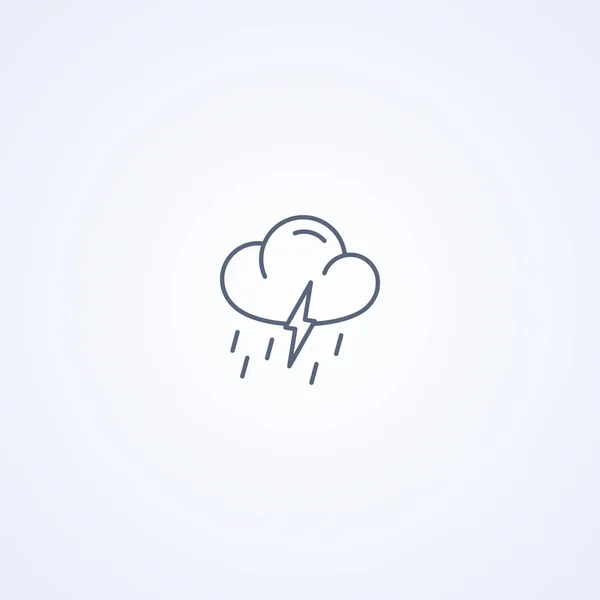 Lluvia Trueno Vector Mejor Icono Línea Gris Sobre Fondo Blanco — Vector de stock