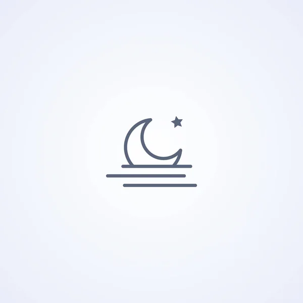 Moon Sunset Vector Best Gray Line Icon White Background Eps — Stock Vector