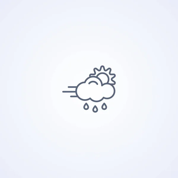 Βροχή Και Άνεμος Διάνυσμα Καλύτερο Γκρι Γραμμή Εικονίδιο Λευκό Φόντο — Διανυσματικό Αρχείο