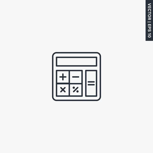 Calcolatrice Segno Stile Lineare Concetto Mobile Web Design Simbolo Illustrazione — Vettoriale Stock