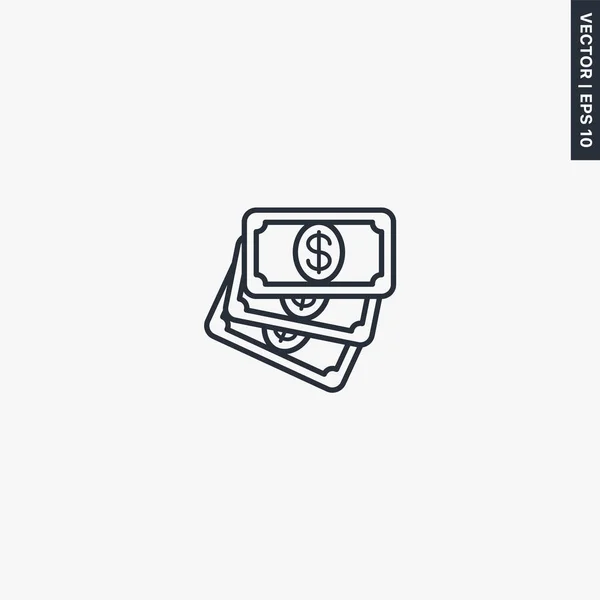 Bargeld Geld Lineares Stilschild Für Mobiles Konzept Und Webdesign Symbol — Stockvektor