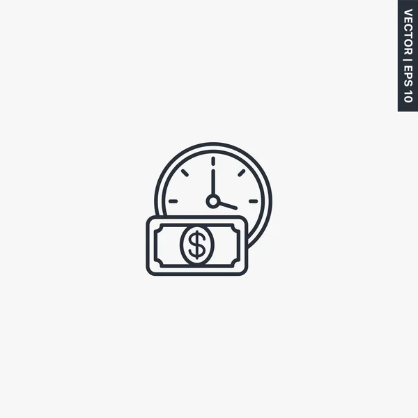 Zeit Ist Geld Lineares Stilzeichen Für Mobiles Konzept Und Webdesign — Stockvektor