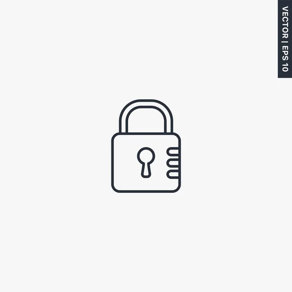 Crittografia Lock Segno Stile Lineare Concetto Mobile Web Design Simbolo — Vettoriale Stock