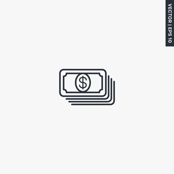 Efectivo Dinero Signo Estilo Lineal Para Concepto Móvil Diseño Web — Vector de stock