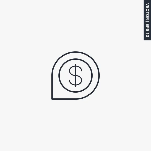 銀行の場所 モバイルコンセプトとウェブデザインのための線形スタイルのサイン シンボル ロゴイラスト ピクセル完璧なベクトルグラフィックス — ストックベクタ