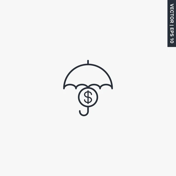 Dinero Preservación Protección Signo Estilo Lineal Para Concepto Móvil Diseño — Vector de stock