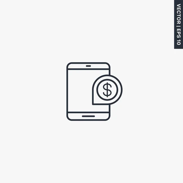 Tablet Bankovnictví Lineární Styl Znamení Pro Mobilní Koncept Web Design — Stockový vektor