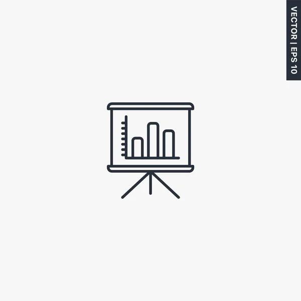 Presentazione Statistica Segno Stile Lineare Concetto Mobile Web Design Simbolo — Vettoriale Stock