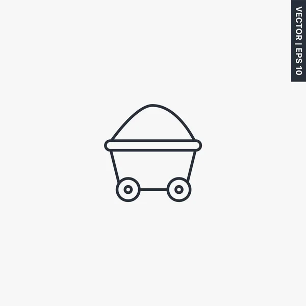 煤矿购物车 线性风格标志 用于移动概念和网页设计 标识插图 Pixel完美矢量图形 — 图库矢量图片