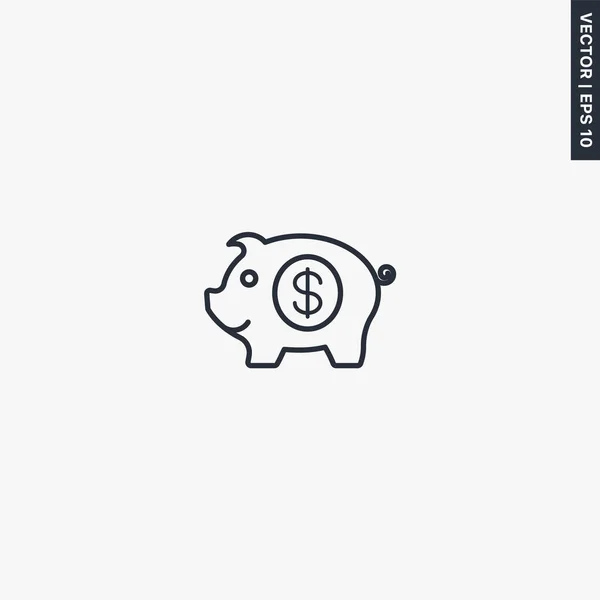 Dinheiro Porco Sinal Estilo Linear Para Conceito Móvel Web Design — Vetor de Stock