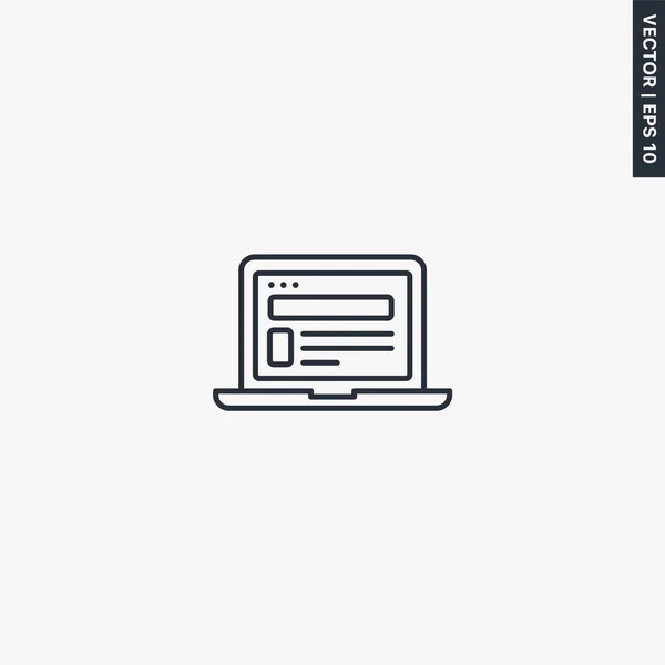 Laptop Signo Estilo Lineal Para Concepto Móvil Diseño Web Símbolo — Vector de stock