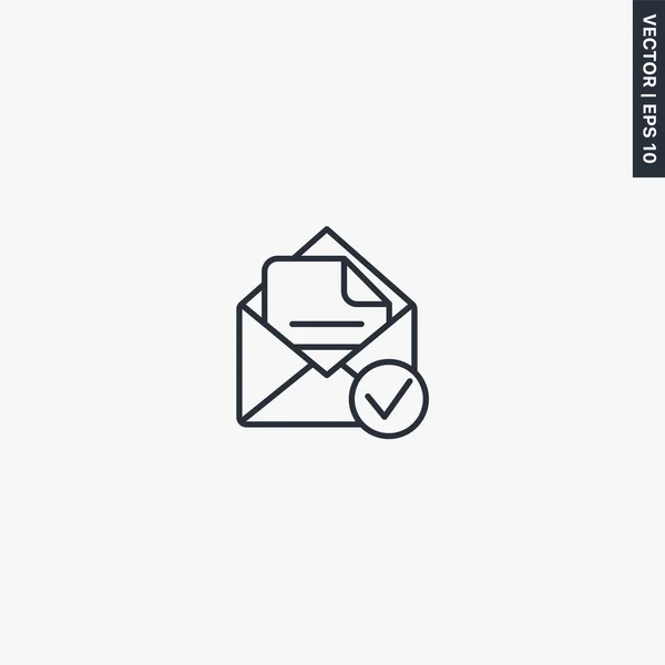 阅读邮件信封 线性风格标志 用于移动概念和网页设计 标识插图 Pixel完美矢量图形 — 图库矢量图片