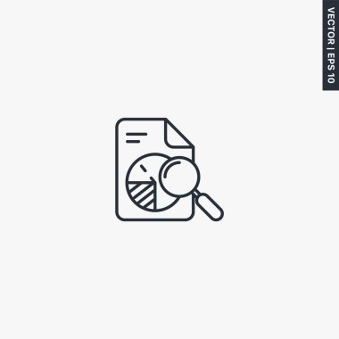 Analiz analizleri, mobil konsept ve web tasarımı için doğrusal stil işareti. Sembol, logo çizimi. Piksel mükemmel vektör grafikleri