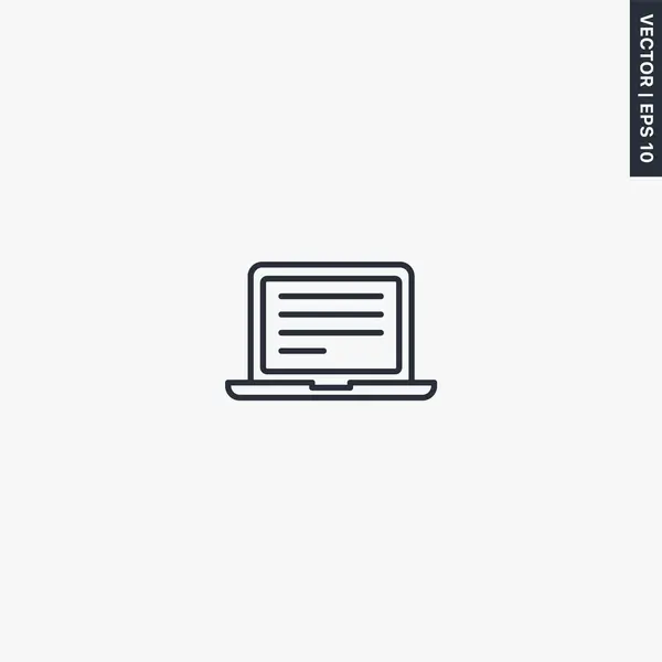 Laptop Notebook Segno Stile Lineare Concetto Mobile Web Design Simbolo — Vettoriale Stock