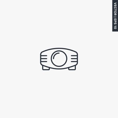 Projektör, mobil konsept ve web tasarımı için doğrusal stil işareti. Sembol, logo çizimi. Piksel mükemmel vektör grafikleri
