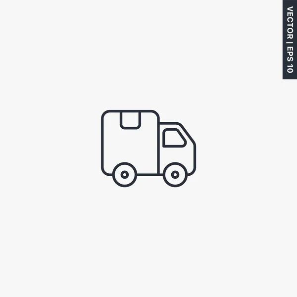 Delivery Truck Linear Style Sign Mobile Concept Web Design Symbol — Stock Vector