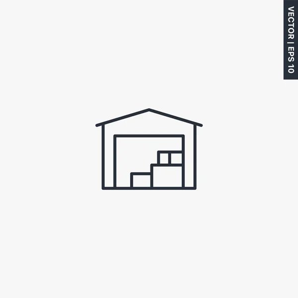 Warehouse Linear Style Sign Mobile Concept Web Design Symbol Logo — Stock Vector