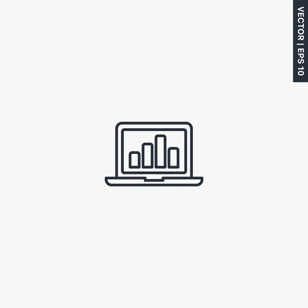 Laptopgrafiek Lineair Stijlteken Voor Mobiel Concept Webdesign Symbool Logo Illustratie Rechtenvrije Stockvectors