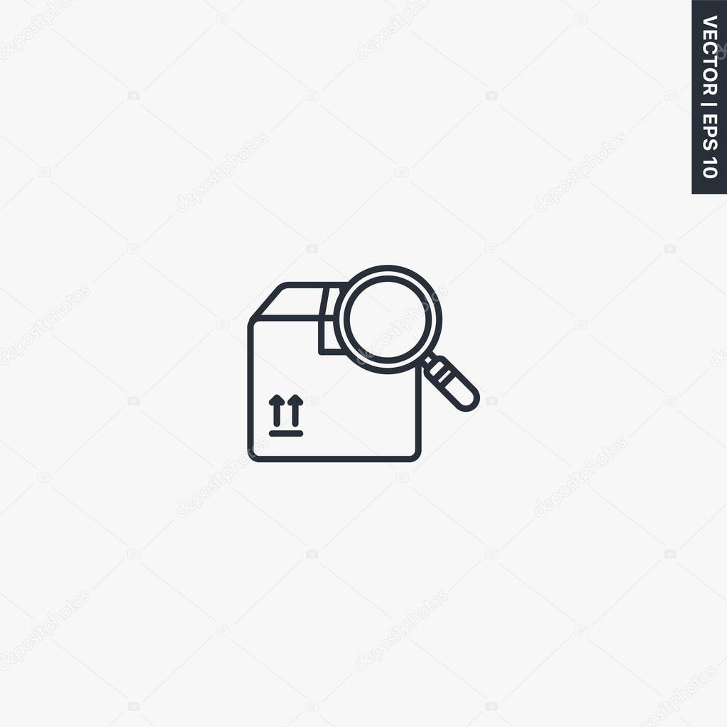 Package tracking, linear style sign for mobile concept and web design. Symbol, logo illustration. Pixel perfect vector graphics