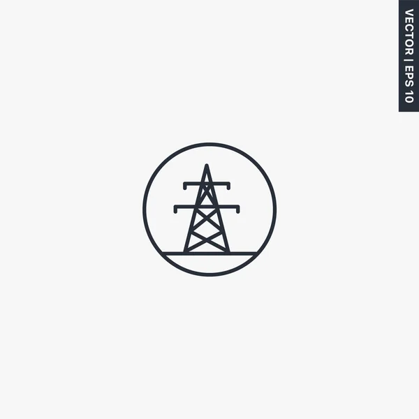 Sähkötorni Lineaarinen Tyyli Merkki Mobiili Konsepti Web Design Symboli Logo — vektorikuva