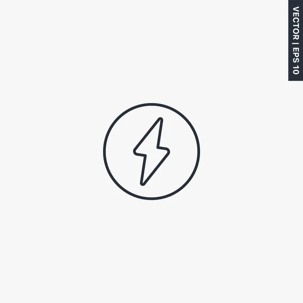 Electricity Lightning Linear Style Sign Mobile Concept Web Design Symbol — Stock Vector