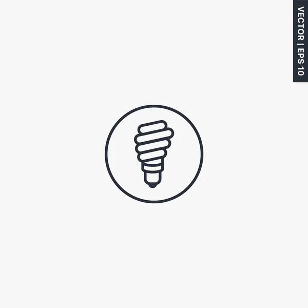 Energy Saving Light Bulb Linear Style Sign Mobile Concept Web — Stock Vector