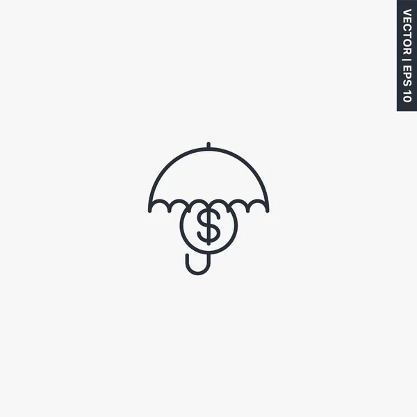 Financiële Bescherming Lineair Stijlteken Voor Mobiel Concept Webdesign Symbool Logo — Stockvector