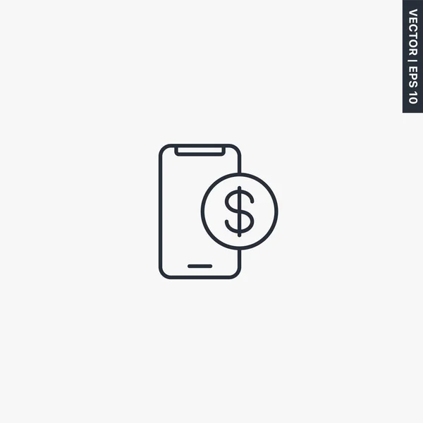 Transactions Mobiles Panneau Style Linéaire Pour Concept Mobile Web Design — Image vectorielle