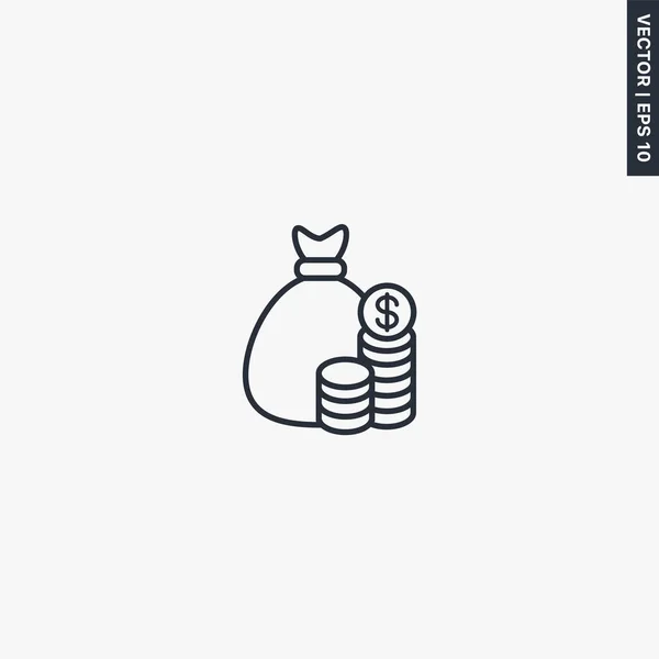 Bolsa Dinero Signo Estilo Lineal Para Concepto Móvil Diseño Web — Vector de stock