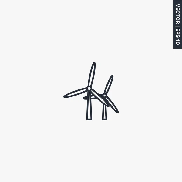 風力発電機 モバイルコンセプトとウェブデザインのための線形スタイルのサイン シンボル ロゴイラスト ピクセル完璧なベクトルグラフィックス — ストックベクタ