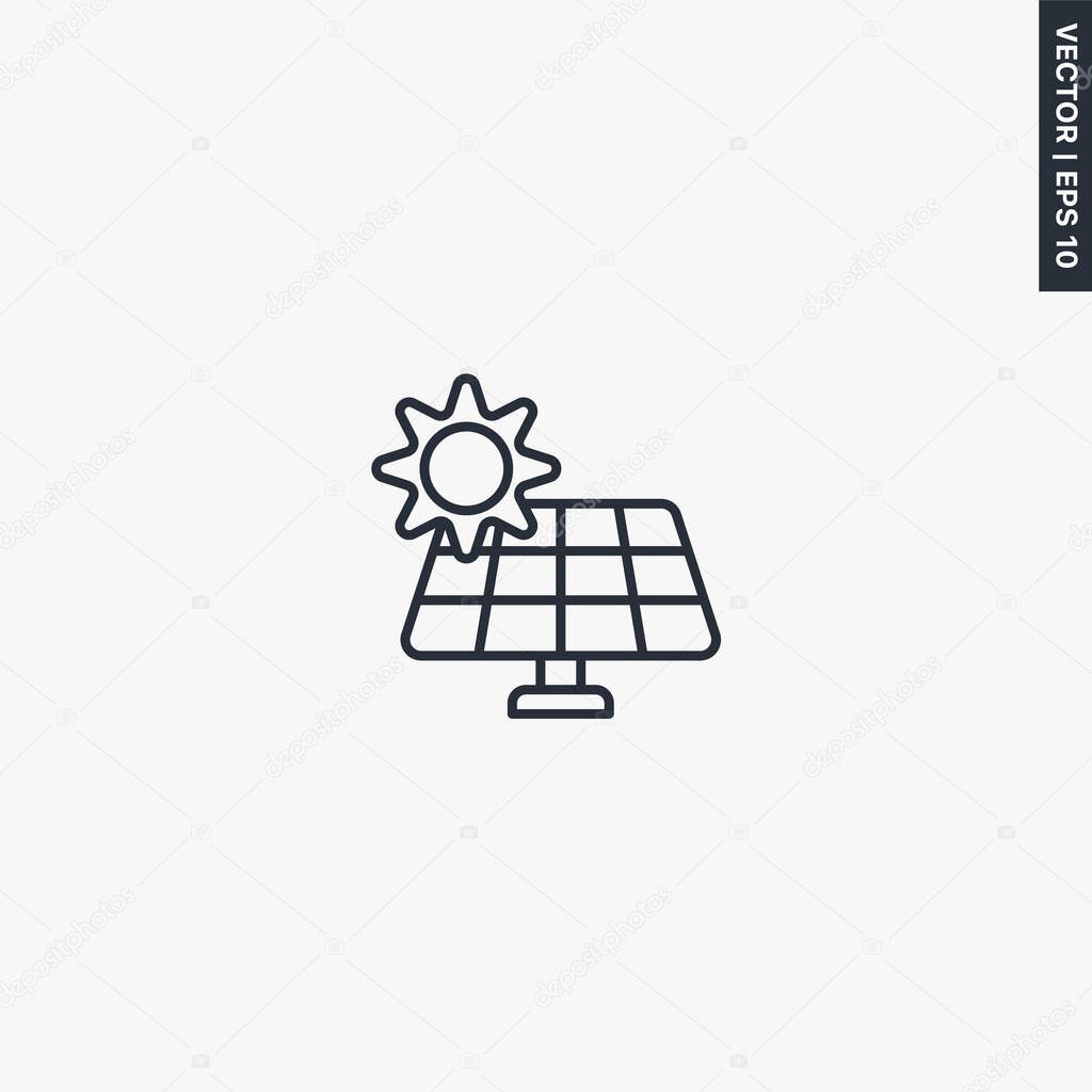 Solar panel, linear style sign for mobile concept and web design. Symbol, logo illustration. Pixel perfect vector graphics