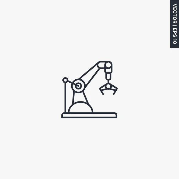 机械手概念工业爪机械臂 线性风格标志为移动概念和网页设计 标识插图 Pixel完美矢量图形 — 图库矢量图片