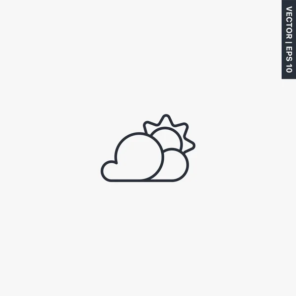 多云的阳光 线性风格的标志为移动概念和网页设计 标识插图 Pixel完美矢量图形 — 图库矢量图片