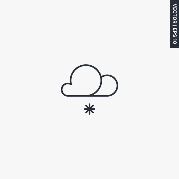 Neige Nuageux Signe Style Linéaire Pour Concept Mobile Web Design — Image vectorielle