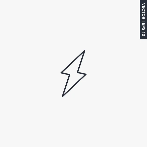 Lightning Thunderstorm Linear Style Sign Mobile Concept Web Design Symbol — Stock Vector