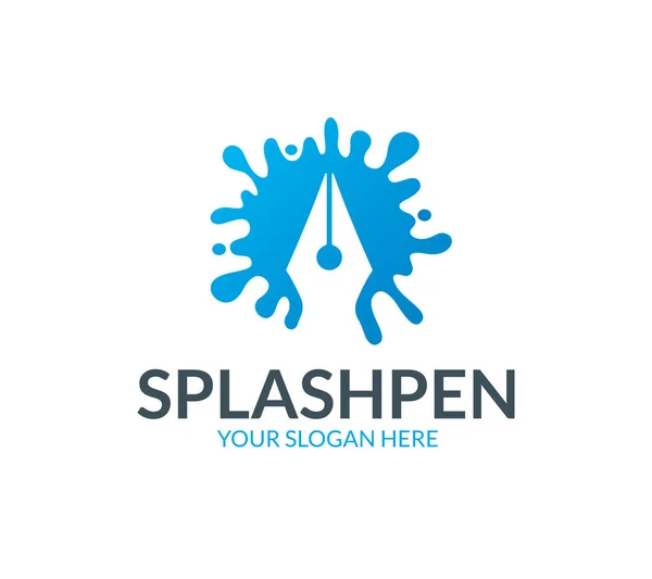 Splash Pen Logotipo Minimalista Moderno —  Vetores de Stock