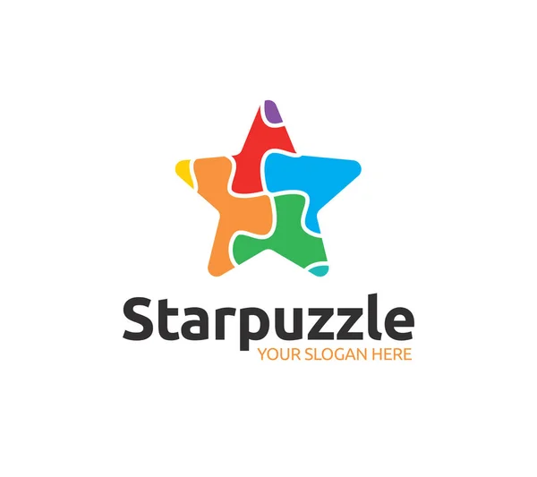 Star Puzzle Minimalist Modern Logo — Stock Vector