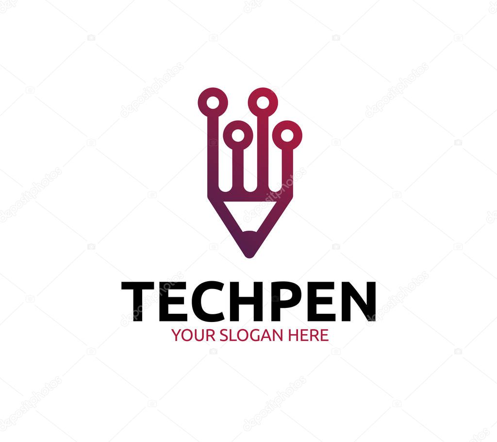 Tech  Pen minimalist and modern logo