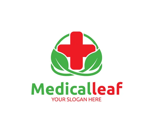 Tıbbi Yaprak Logo Şablonu — Stok Vektör
