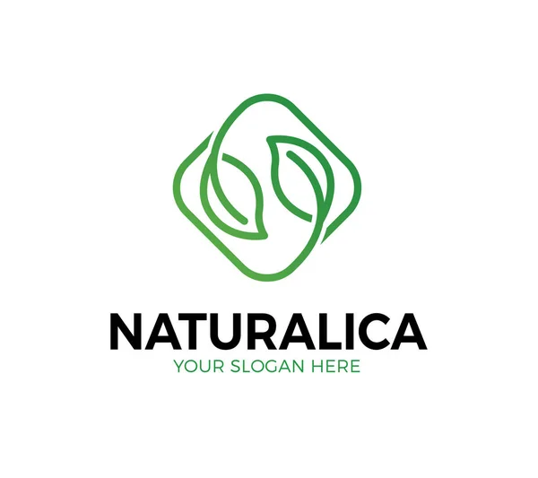 Naturliga Blad Logotyp Mall — Stock vektor