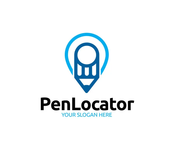 Plantilla Logotipo Localizador Pluma — Vector de stock